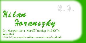 milan horanszky business card